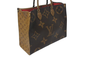 極美品 LOUIS VUITTON ルイヴィトン モノグラム ジャイアント リバース オンザゴーMM トートバッグ M45321 ブラウン 中古 4b001190