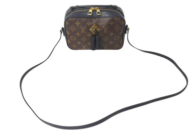 LOUIS VUITTON ルイヴィトン ショルダーバッグ モノグラム M43555 2way サントンジュ タッセル ブラウン ブラック 美品 中古 4b001202