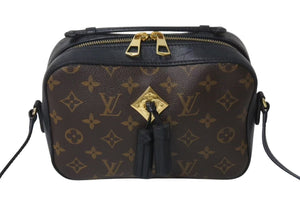 LOUIS VUITTON ルイヴィトン ショルダーバッグ モノグラム M43555 2way サントンジュ タッセル ブラウン ブラック 美品 中古 4b001202