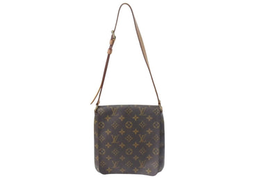 LOUIS VUITTON ルイヴィトン モノグラム ミュゼットサルサ ショルダーバッグ M51258 ブラウン PVC ヌメ革 ゴールド金具 美品 中古 4b001206