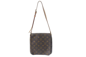 LOUIS VUITTON ルイヴィトン モノグラム ミュゼットサルサ ショルダーバッグ M51258 ブラウン PVC ヌメ革 ゴールド金具 美品 中古 4b001206