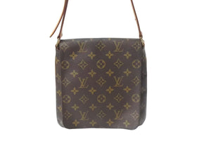 LOUIS VUITTON ルイヴィトン モノグラム ミュゼットサルサ ショルダーバッグ M51258 ブラウン PVC ヌメ革 ゴールド金具 美品 中古 4b001206