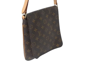 LOUIS VUITTON ルイヴィトン モノグラム ミュゼットサルサ ショルダーバッグ M51258 ブラウン PVC ヌメ革 ゴールド金具 美品 中古 4b001206