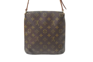 LOUIS VUITTON ルイヴィトン モノグラム ミュゼットサルサ ショルダーバッグ M51258 ブラウン PVC ヌメ革 ゴールド金具 美品 中古 4b001206