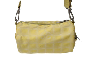 CHANEL シャネル ニュートラベルライン ミニドラムショルダーバッグ 筒形 7番台 ナイロンジャガード イエロー 良品 中古 4b001209