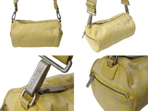 CHANEL シャネル ニュートラベルライン ミニドラムショルダーバッグ 筒形 7番台 ナイロンジャガード イエロー 良品 中古 4b001209