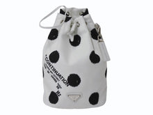 Load image into Gallery viewer, 極美品 PRADA プラダ ハンドバッグ ポーチ リナイロン ラフシモンズ 1NA369 ナイロン ドット柄 ホワイト ブラック 中古 4b001222