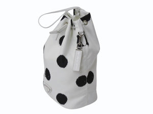 極美品 PRADA プラダ ハンドバッグ ポーチ リナイロン ラフシモンズ 1NA369 ナイロン ドット柄 ホワイト ブラック 中古 4b001222