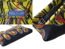 Load image into Gallery viewer, 極美品 PRADA プラダ クラッチバッグ ファイヤーパターン バナナ 1BF060 レザー イエロー レッド ブラック シルバー金具 中古 4b001224