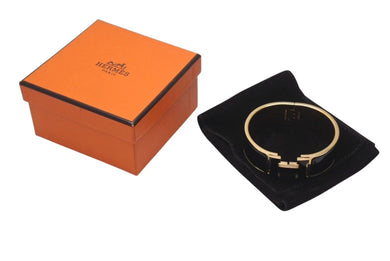 HERMES エルメス クリッククラック ブレスレット Hバングル アクセサリー P刻印 GP ゴールド ブラック 美品 中古 4b001226