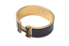 Load image into Gallery viewer, HERMES エルメス クリッククラック ブレスレット Hバングル アクセサリー P刻印 GP ゴールド ブラック 美品 中古 4b001226