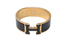 Load image into Gallery viewer, HERMES エルメス クリッククラック ブレスレット Hバングル アクセサリー P刻印 GP ゴールド ブラック 美品 中古 4b001226