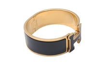 Load image into Gallery viewer, HERMES エルメス クリッククラック ブレスレット Hバングル アクセサリー P刻印 GP ゴールド ブラック 美品 中古 4b001226