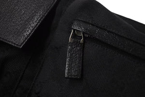 極美品 GUCCI グッチ GGキャンバス ボディバッグ ウエストバッグ ウエストポーチ キャンバス レザー ブラック 中古 4b001232