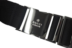 極美品 GUCCI グッチ GGキャンバス ボディバッグ ウエストバッグ ウエストポーチ キャンバス レザー ブラック 中古 4b001232