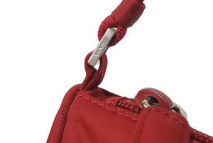 PRADA プラダ アクセサリーポーチ トライアングルロゴ 三角ロゴプレート ナイロン レッド シルバー金具 美品 中古 4b001233