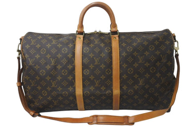 LOUIS VUITTON ルイヴィトン キーポルバンドリエール55 M41414 モノグラム PVC ヌメ革 ブラウン 美品 中古 4b001247