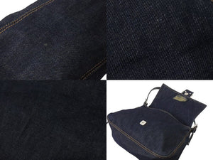 FENDI フェンディ マンマバケット ワンショルダーバッグ 26425 デニム レザー ネイビー シルバー金具 美品 中古 4b001265