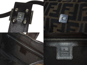 FENDI フェンディ クロワッサン ハーフムーン ワンショルダーバッグ ハンドバッグ ズッカ キャンバス ブラウン シルバー金具 美品 中古 4c076363