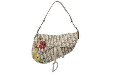 Christian Dior クリスチャンディオール サドルバッグ エンブロイダリー ガリアーノ期 ハンドバッグ ベージュ 2004年 美品 中古 4b001270