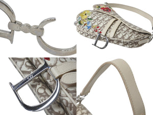 Christian Dior クリスチャンディオール サドルバッグ エンブロイダリー ガリアーノ期 ハンドバッグ ベージュ 2004年 美品 中古 4b001270