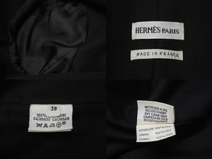 極美品 HERMES エルメス カシミヤ テーラードジャケット サイズ38 ダークブラウン アイボリー マルジェラ期 中古 4b001279