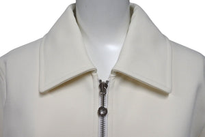 新品同様 HERMES エルメス マイクロジップジャケット 4E0200DR サイズ36 アイボリー ポリウレタン ビスコース 中古 4b001280