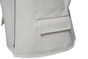 新品同様 HERMES エルメス マイクロジップジャケット 4E0200DR サイズ36 アイボリー ポリウレタン ビスコース 中古 4b001280