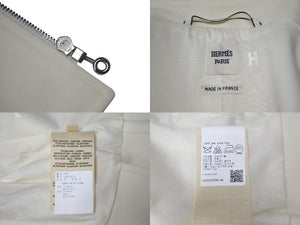 新品同様 HERMES エルメス マイクロジップジャケット 4E0200DR サイズ36 アイボリー ポリウレタン ビスコース 中古 4b001280