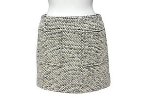 BOTTEGAVENETA ボッテガヴェネタ ミニスカート 813032 サイズ34 ウール ナイロン モヘヤ ホワイト ブラック 美品 中古 4b001283