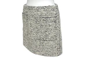BOTTEGAVENETA ボッテガヴェネタ ミニスカート 813032 サイズ34 ウール ナイロン モヘヤ ホワイト ブラック 美品 中古 4b001283