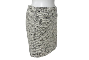 BOTTEGAVENETA ボッテガヴェネタ ミニスカート 813032 サイズ34 ウール ナイロン モヘヤ ホワイト ブラック 美品 中古 4b001283