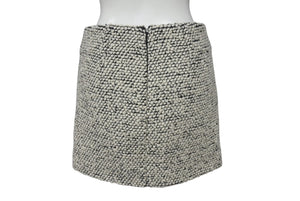 BOTTEGAVENETA ボッテガヴェネタ ミニスカート 813032 サイズ34 ウール ナイロン モヘヤ ホワイト ブラック 美品 中古 4b001283