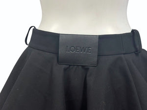 極美品 LOEWE ロエベ ベルテッド ミニスカート S359Y08X91 サイズ34 ベルト エンボス加工 ベルト付属 ブラック 中古 4b001284