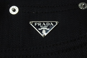 PRADA プラダ 5ポケット ベルベットデニムジーンズ GFP497 サイズ26S トライアングルロゴ 23AW ブラック 美品 中古 4b001285
