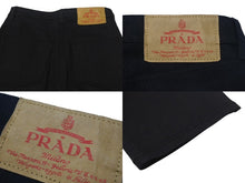 Load image into Gallery viewer, PRADA プラダ 5ポケット ベルベットデニムジーンズ GFP497 サイズ26S トライアングルロゴ 23AW ブラック 美品 中古 4b001285