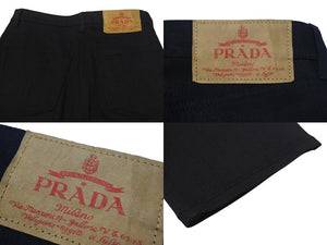 PRADA プラダ 5ポケット ベルベットデニムジーンズ GFP497 サイズ26S トライアングルロゴ 23AW ブラック 美品 中古 4b001285