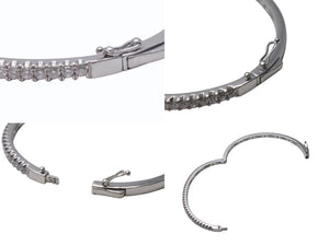Bijou de M ビジュードエム Diamond Bangle ダイヤバングル D0.95ct 重量約8.6g K14 ホワイトゴールド ダイヤモンド サイズ14cm 美品 中古 4b001295