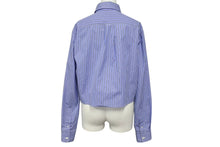 Load image into Gallery viewer, 極美品 MIUMIU ミュウミュウ ストライプシャツ MK1694 1101 イタリア製 コットン ブルー ホワイト サイズ36 中古 4b001309