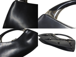CHRISTIAN DIOR クリスチャンディオール ハンドバッグ ボンテージ ヴィンテージ 11-MA-0063 ブラック シルバー金具 美品 中古 4b001312