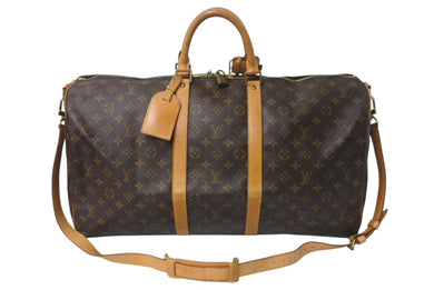 LOUIS VUITTON ルイヴィトン キーポル55 ボストンバッグ M41424 モノグラム PVCコーティングキャンバス ヌメ革 ブラウン 美品 中古 4b001314