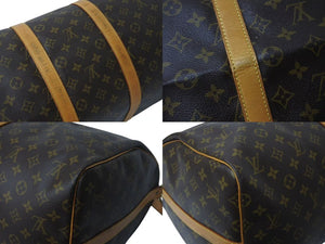 LOUIS VUITTON ルイヴィトン キーポル55 ボストンバッグ M41424 モノグラム PVCコーティングキャンバス ヌメ革 ブラウン 美品 中古 4b001314