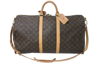 LOUIS VUITTON ルイヴィトン キーポル55 ボストンバッグ M41424 モノグラム PVCコーティングキャンバス ヌメ革 ブラウン 美品 中古 4b001316