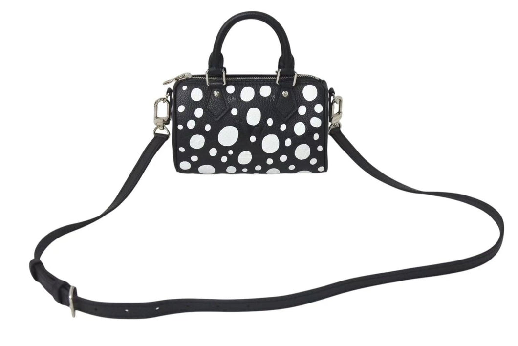 新品同様 LOUIS VUITTON ルイヴィトン ナノ スピーディ 草間彌生 2WAYハンドバッグ M81910 モノグラムアンプラントレザー 中古 4b001318