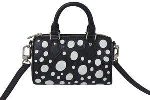 新品同様 LOUIS VUITTON ルイヴィトン ナノ スピーディ 草間彌生 2WAYハンドバッグ M81910 モノグラムアンプラントレザー 中古 4b001318