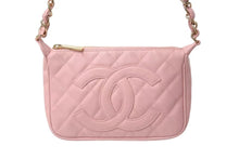Load image into Gallery viewer, 新品同様 CHANEL シャネル 月見型 ワンショルダーバッグ ポーチ キャビアスキン 9番台 ピンク 中古 4b001321