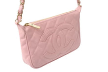 Load image into Gallery viewer, 新品同様 CHANEL シャネル 月見型 ワンショルダーバッグ ポーチ キャビアスキン 9番台 ピンク 中古 4b001321