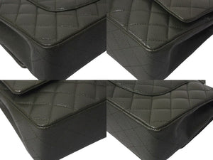 極美品 CHANEL シャネル マトラッセ25 Wフラップ Wチェーンショルダーバッグ 14番台 キャビアスキン カーキ 中古 4b001322