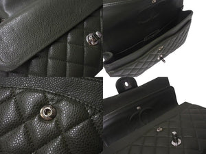 極美品 CHANEL シャネル マトラッセ25 Wフラップ Wチェーンショルダーバッグ 14番台 キャビアスキン カーキ 中古 4b001322