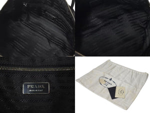 PRADA プラダ トートバッグ ハンドバッグ トライアングルロゴ イタリア製 ナイロン ブラック シルバー金具 美品 中古 4b001325 